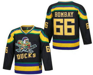 Men's Anaheim Ducks #66 Gordon Bombay Black Throwback Jersey