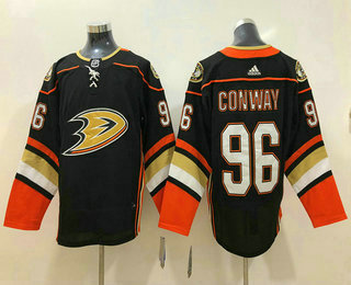 Men's Anaheim Ducks #96 Charlie Conway Black 2017-2018 Hockey Adidas Stitched NHL Jersey