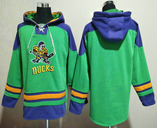 Men's Anaheim Ducks Blank Green Ageless Must Have Lace Up Pullover Hoodie