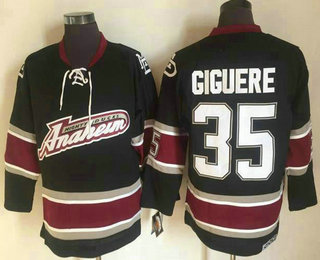 Men's Anaheim Mighty Ducks #35 Jean Sebastien Giguere Black Throwback Jersey