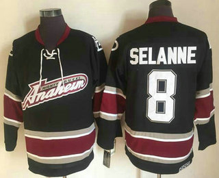 Men's Anaheim Mighty Ducks #8 Teemu Selanne Black Throwback Jersey