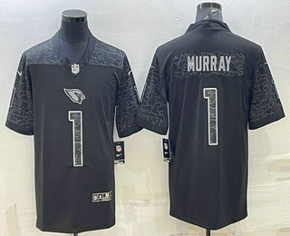 Men's Arizona Cardinals #1 Kyler Murray Black Reflective Limited Stitched Football Jersey