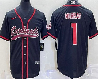 Men's Arizona Cardinals #1 Kyler Murray Limited Black Baseball Jersey