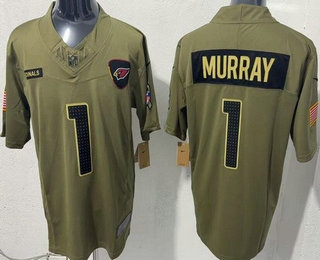 Men's Arizona Cardinals #1 Kyler Murray Limited Green 2025 Salute To Service Jersey