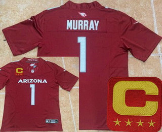 Men's Arizona Cardinals #1 Kyler Murray Limited Red C Patch FUSE Vapor Jersey