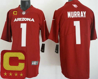 Men's Arizona Cardinals #1 Kyler Murray Limited Red C Patch Vapor Jersey