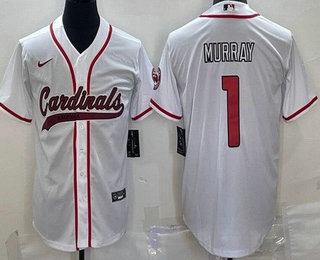 Men's Arizona Cardinals #1 Kyler Murray Limited White Baseball Jersey