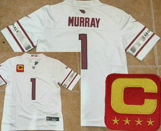 Men's Arizona Cardinals #1 Kyler Murray Limited White C Patch FUSE Vapor Jersey