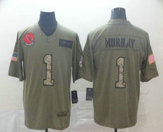 Men's Arizona Cardinals #1 Kyler Murray Olive Camo 2019 Salute To Service Stitched NFL Nike Limited Jersey