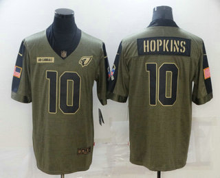 Men's Arizona Cardinals #10 DeAndre Hopkins 2021 Olive Salute To Service Limited Stitched Jersey