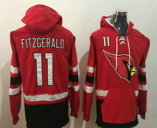 Men's Arizona Cardinals #11 Larry Fitzgerald NEW Red Pocket Stitched NFL Pullover Hoodie