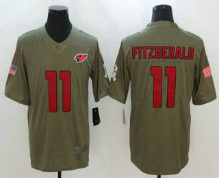 Men's Arizona Cardinals #11 Larry Fitzgerald Olive 2017 Salute To Service Stitched NFL Nike Limited Jersey