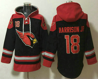 Men's Arizona Cardinals #18 Marvin Harrison Jr Black Ageless Must Have Lace Up Pullover Hoodie