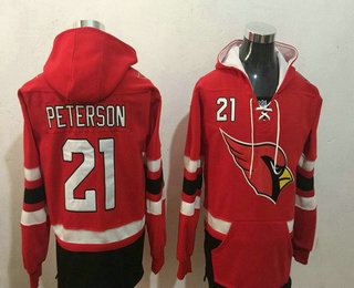 Men's Arizona Cardinals #21 Patrick Peterson NEW Red Pocket Stitched NFL Pullover Hoodie