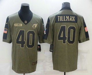 Men's Arizona Cardinals #40 Pat Tillman 2021 Olive Salute To Service Limited Stitched Jersey