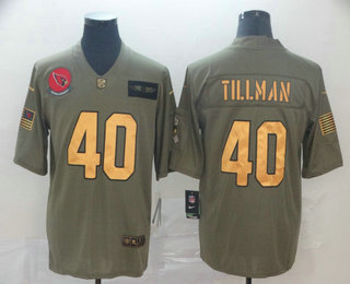 Men's Arizona Cardinals #40 Pat Tillman Olive Gold 2019 Salute To Service Stitched NFL Nike Limited Jersey