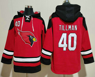Men's Arizona Cardinals #40 Pat Tillman Red Ageless Must Have Lace Up Pullover Hoodie