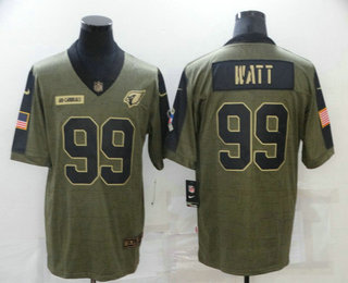 Men's Arizona Cardinals #99 JJ Watt 2021 Olive Salute To Service Limited Stitched Jersey