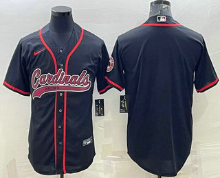 Men's Arizona Cardinals Blank Black With Patch Cool Base Stitched Baseball Jersey