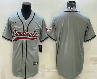 Men's Arizona Cardinals Blank Grey With Patch Cool Base Stitched Baseball Jersey