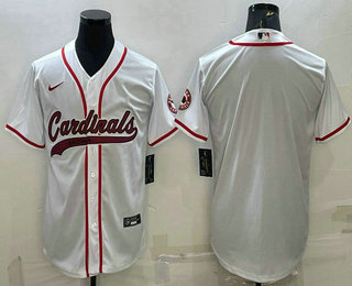 Men's Arizona Cardinals Blank White With Patch Cool Base Stitched Baseball Jersey