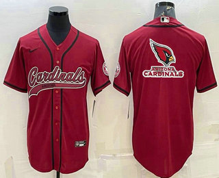 Men's Arizona Cardinals Red Team Big Logo With Patch Cool Base Stitched Baseball Jersey