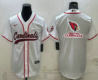 Men's Arizona Cardinals White Team Big Logo With Patch Cool Base Stitched Baseball Jersey