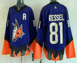 Men's Arizona Coyotes #81 Phil Kessel Purple 2021 Reverse Retro With A Patch Stitched NHL Jersey