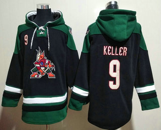 Men's Arizona Coyotes #9 Clayton Keller Black Ageless Must Have Lace Up Pullover Hoodie
