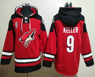 Men's Arizona Coyotes #9 Clayton Keller Red Ageless Must Have Lace Up Pullover Hoodie