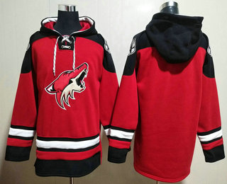 Men's Arizona Coyotes Blank Red Ageless Must Have Lace Up Pullover Hoodie