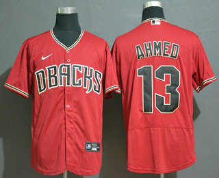 Men's Arizona Diamondback #13 Nick Ahmed Red Stitched Nike MLB Flex Base Jersey