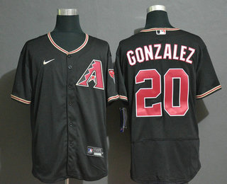 Men's Arizona Diamondback #20 Luis Gonzalez Black Stitched Nike MLB Flex Base Jersey