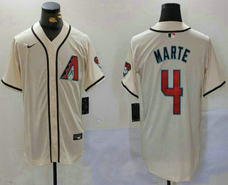 Men's Arizona Diamondback #4 Ketel Marte Cream Cool Base Limited Stitched Jersey