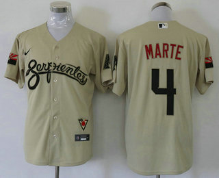 Men's Arizona Diamondback #4 Ketel Marte Gold 2021 City Connect Stitched MLB Cool Base Nike Jersey