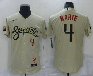 Men's Arizona Diamondback #4 Ketel Marte Gold 2021 City Connect Stitched MLB Flex Base Nike Jersey