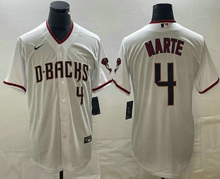 Men's Arizona Diamondback #4 Ketel Marte Number White Cool Base Stitched Baseball Jersey