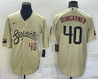 Men's Arizona Diamondback #40 Madison Bumgarner Number Gold 2021 City Connect Stitched Cool Base Nike Jersey