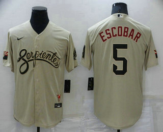 Men's Arizona Diamondback #5 Eduardo Escobar Gold 2021 City Connect Stitched MLB Cool Base Nike Jersey