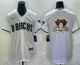 Men's Arizona Diamondback Big Logo White Cool Base Stitched Baseball Jersey