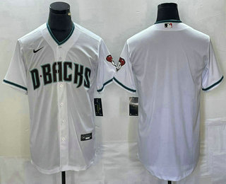 Men's Arizona Diamondback Blank White Cool Base Stitched Baseball Jersey