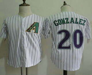 Men's Arizona Diamondbacks #20 Luis Gonzalez White Purple Majestic Cooperstown Collection Throwback Jersey (2)