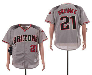 Men's Arizona Diamondbacks #21 Zack Greinke Gray With Black Stitched MLB Cool Base Jersey