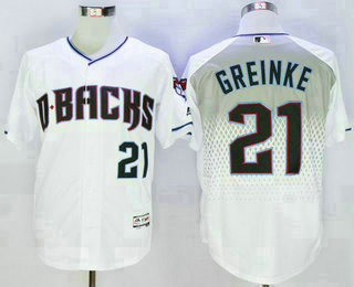 Men's Arizona Diamondbacks #21 Zack Greinke White Capri New Cool Base Jersey