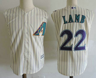 Men's Arizona Diamondbacks #22 Jake Lamb Cream With Purple Pinstripe Vest Pinstripe Cooperstown Collection Stitched MLB Majestic Jersey