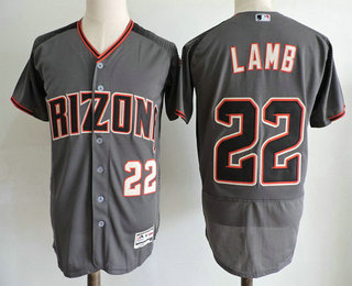 Men's Arizona Diamondbacks #22 Jake Lamb Gray Crimson 2017 Road Stitched MLB Majestic Flex Base Jersey