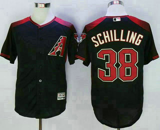 Men's Arizona Diamondbacks #38 Curt Schilling Black Brick New Cool Base Jersey