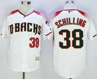 Men's Arizona Diamondbacks #38 Curt Schilling White Brick New Cool Base Jersey