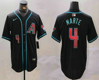 Men's Arizona Diamondbacks #4 Ketel Marte Number Black Cool Base Limited Stitched Jersey