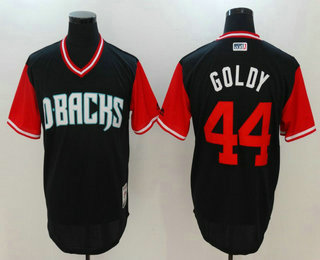 Men's Arizona Diamondbacks #44 Paul Goldschmidt Goldy Majestic Black 2017 Little League World Series Players Weekend Stitched Nickname Jersey